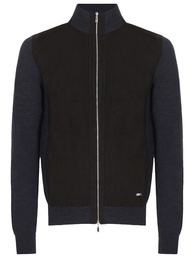 Комбинированный кардиган на молнии из пряжи "ZEGNA BARUFFA"